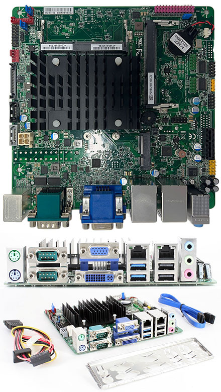 Mitac PD11BI-PSU (Intel D2500CC2) (Intel Bay Trail Celeron J1900 4x2.42Ghz CPU, 2x LAN, 4x RS232, Onboard PSU) [<b>FANLESS</b>]