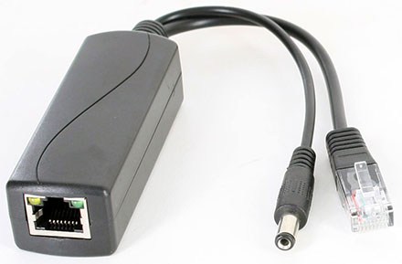 POE Injector/Splitter (POE+ IEEE 802.3af/at to 12V/2.1A + LAN) [for eg. IP-cameras without POE]